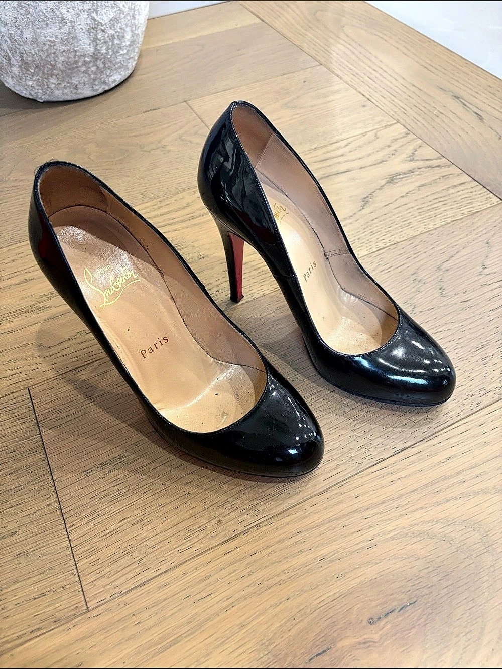 Christian Louboutin Simple Pump 100 Patent Calf in Black & Red
